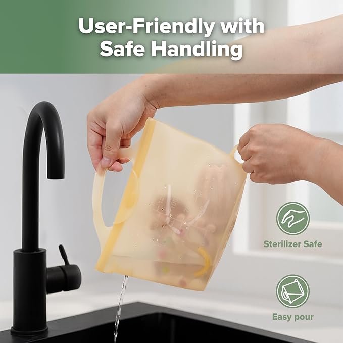 Haakaa On-The-Go Silicone Microwave Steam Sterilizer Bags for Travel, 40oz/1250ml Reusable Silicone Steaming Bags for Baby Bottles, Breast Pump, Accessories, Pacifiers, Teethers, Pineapple/1PC