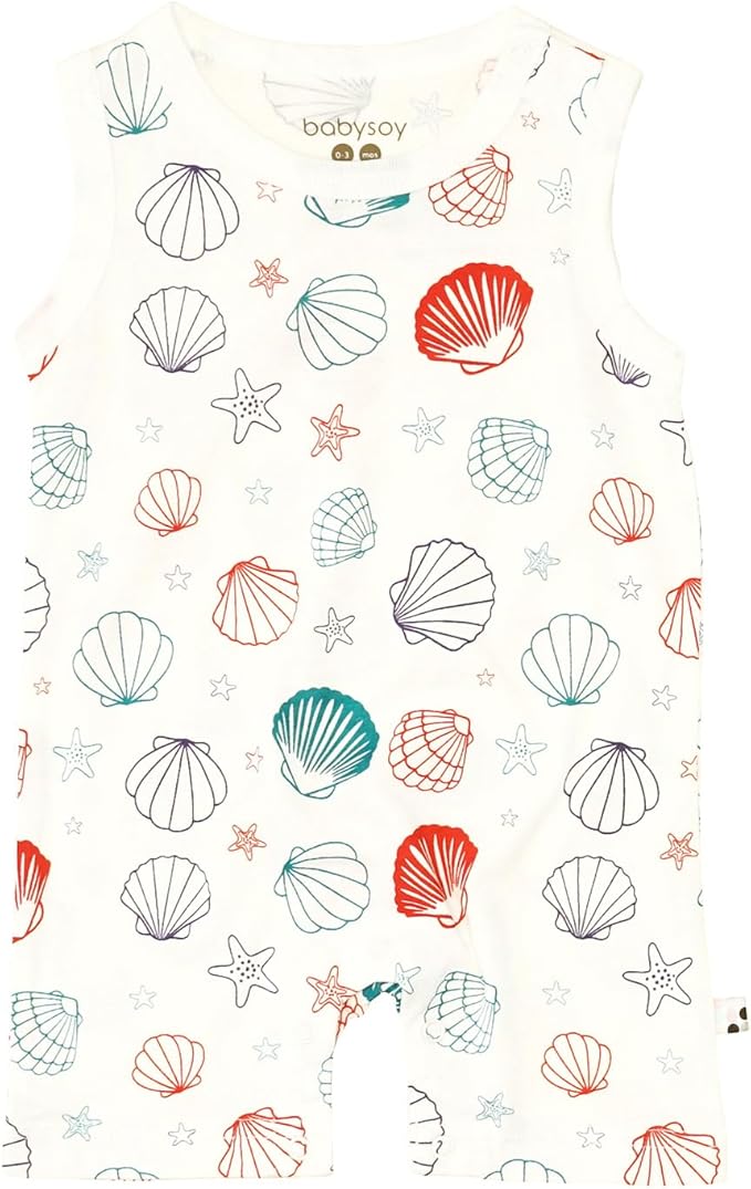 Babysoy Organic Pattern Print Tank Romper Shortall