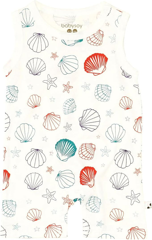 Babysoy Organic Pattern Print Tank Romper Shortall