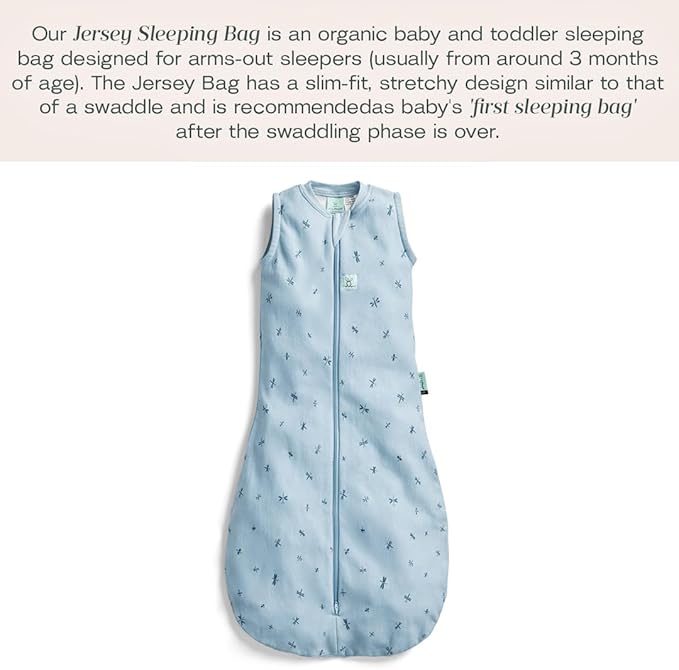 ergoPouch 1.0 Tog Jersey Sleeping Bag – Arms-Out Baby Sleep Sack – Soft, Breathable & Comfortable (3-12 Months, Dragonflies)