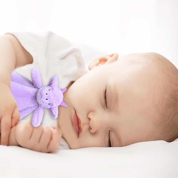 Baby Purple Dragon Soft Stuffed Animal Security Blanket, Plush Dinosaur Character Lovey Blanket, Baby Shower/Nursery Gift, Newborn Infant Toddler Snuggle Blankie for Girls Boys, 14 Inches