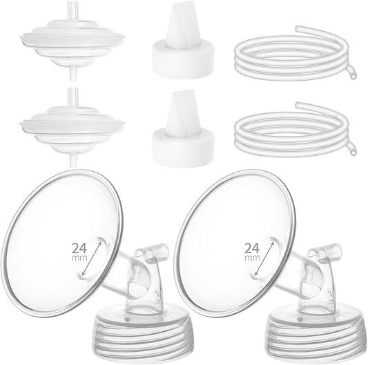 Breastpump Parts Compatible with Spectra S1 S2 9 Plus Motif Luna Ameda MYA Cimilre 24mm Flange Valve Tube Backflow Protector Replacement Kit for Spectra Accessories/Parts