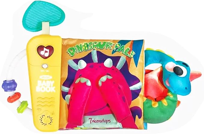 Baby Books Toys, Ocean Pals Touch and Feel Music Cloth Book for Infant Baby 6-12-18 Months, Early Learning Education Shower Easter Gifts for Boys Girls (Dinosaur Pals)