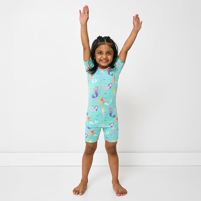 Little Sleepies Pajama Set w/Short Sleeve Shirt & Shorts, Viscose from Bamboo Toddler Pajamas, Girl & Boys Pajamas for Kids