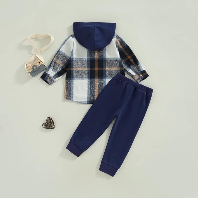 2Pcs Baby Boys Hoodie Tops Pants Set Dinosaur Deer Print Sweatsuit Fall Winter Outfits