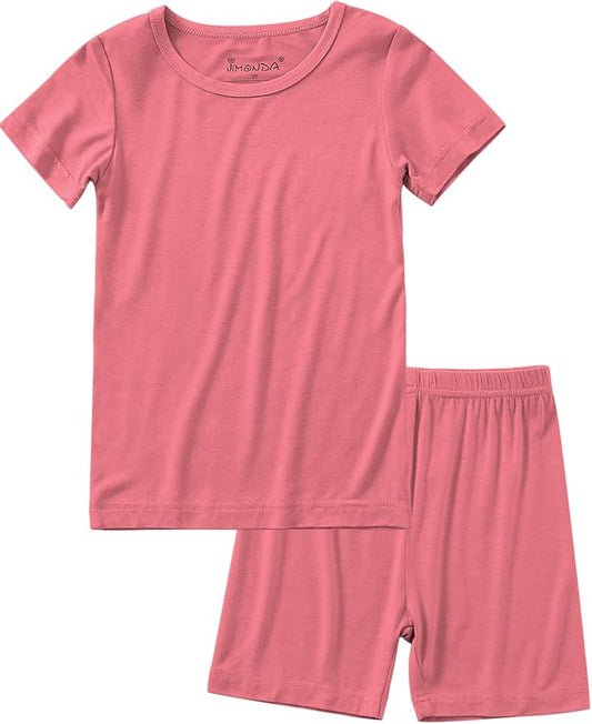 Jimonda Toddler Kids Girls Boys Pajamas Sets Soft Comfy Jammies Tencel Solid Raglan Sleepwear Pajamas Pjs 2pcs Set 18M-8Y