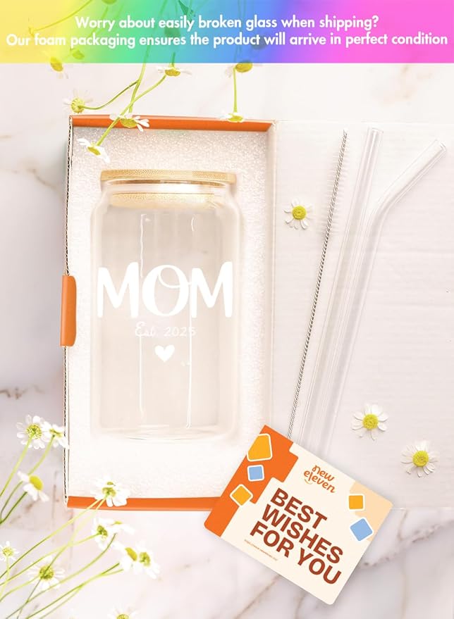 NewEleven Gifts For New Mom 2025 – Pregnancy Gifts For First Time Mom, Pregnant Mommy, Expecting Mother, Moms To Be, Mommy To Be, New Moms - 16 Oz Coffee Glass