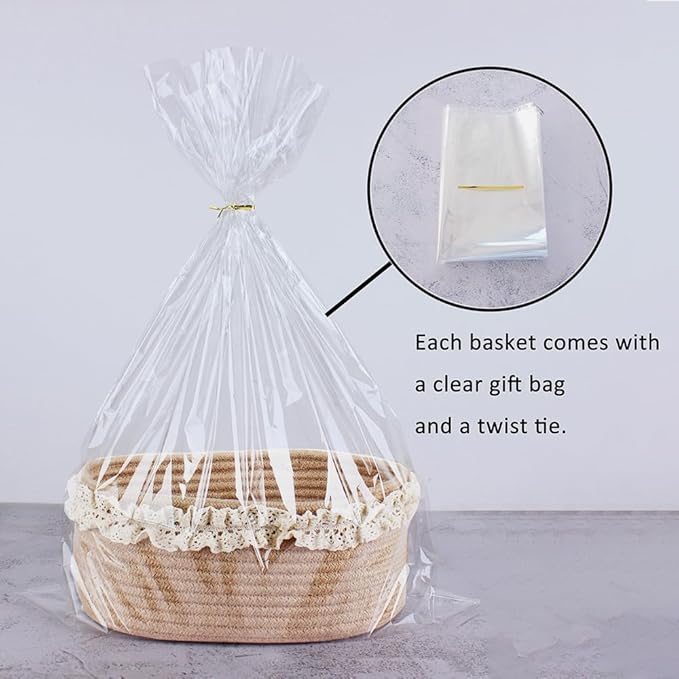 Yimi's Dream Baskets for Gifts Empty, Small Brown Storage Basket for Shelves, Decorative Jute Woven Basket for Nursery, Baby Shower, Christmas, Families (Oval, 12"x 8"x 5")