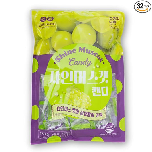 Shine Muscat Grape Hard Candy – Premium Korean Fruit Treats, Snacks, Individually Wrapped for Freshness (8.81 oz)