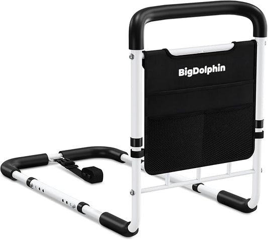 Bed Rails for Elderly Adults Safety - ASTM Compliant Adjustable Bed Cane 2026 Upgrade with Non-Slip Ergonomic Handle & Storage Pocket, Bed Railings for Seniors Support 400 LBS, Tool-Free