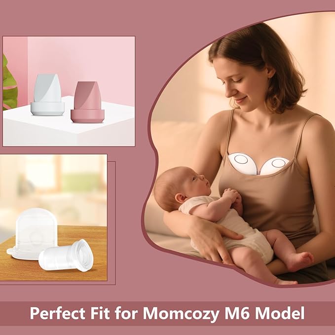 2pcs Duckbill Valves and 2pcs Diaphragm Compatible with Momcozy Mobile Style M6, Replace for M6 Breast Pump Replacement Accessories, Fit for Momcozy Pump Part, Not Original Parts, 4 Pack, Red