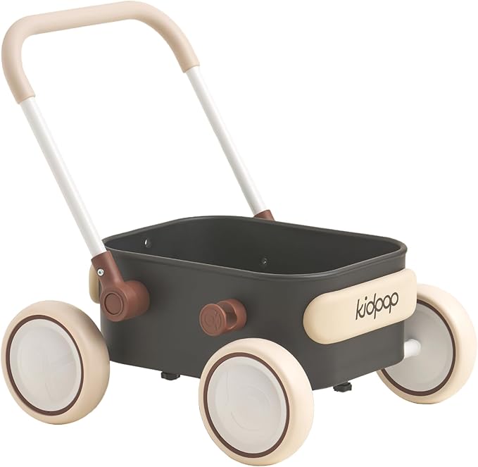 PULA Baby Push Walker with Wheels Toddler Wagon for First Learner Baby Toys 6-12 Months, 1 Year Old Birthday Gifts, Indoors and Outdoors (Black)