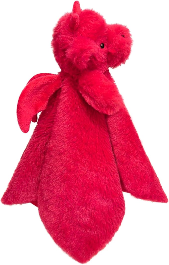 Baby Red Dragon Soft Stuffed Animal Security Blanket, Plush Dinosaur Character Lovey Blanket, Baby Shower/Nursery Gift, Newborn Infant Toddler Snuggle Blankie for Girls Boys, 14 Inches