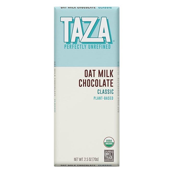 Taza Chocolate Organic Oat Milk Chocolate Bar, Classic, 2.5 Ounce (10 Count), Vegan
