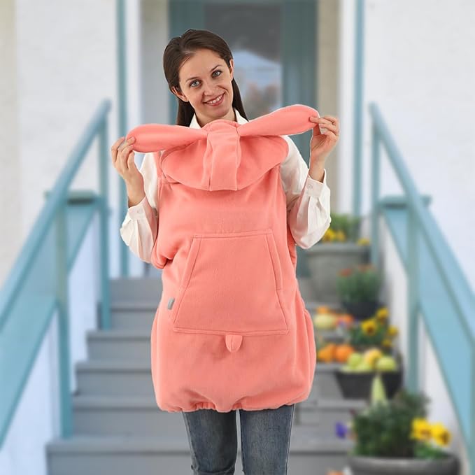 Baby Carrier Cover Stroller Cover -Newborn Hooded Stretchy Cloak Reversible,Cloak Kangaroo Hoodie Baby, Suit for All Seasons-Pink