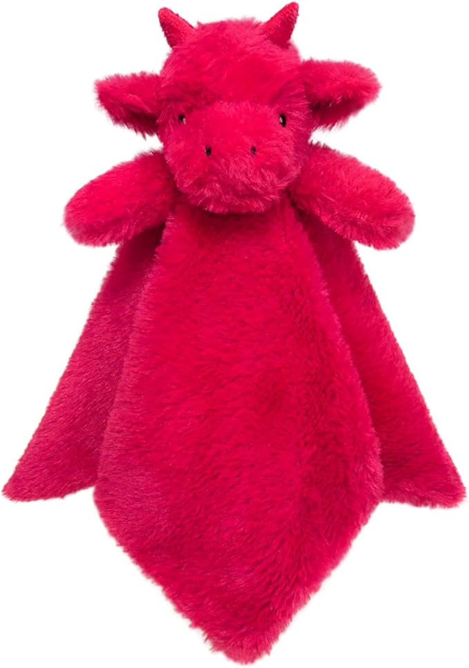 Baby Red Dragon Soft Stuffed Animal Security Blanket, Plush Dinosaur Character Lovey Blanket, Baby Shower/Nursery Gift, Newborn Infant Toddler Snuggle Blankie for Girls Boys, 14 Inches