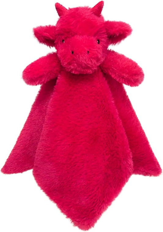 Baby Red Dragon Soft Stuffed Animal Security Blanket, Plush Dinosaur Character Lovey Blanket, Baby Shower/Nursery Gift, Newborn Infant Toddler Snuggle Blankie for Girls Boys, 14 Inches