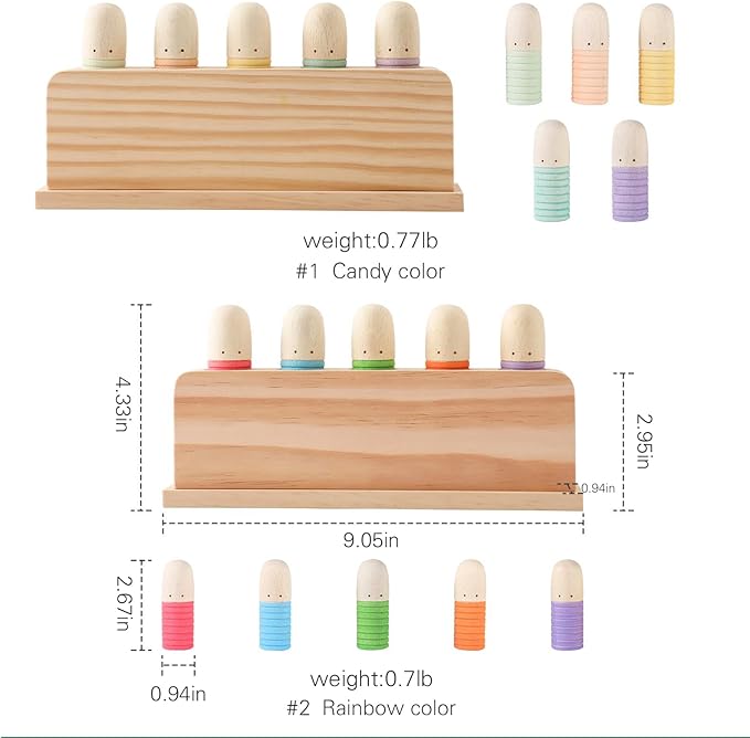 Pop Up Toy Multicolor Puppets | Wooden Color Sorting | STEM Montessori Color Matching Toys | Preschool Learning Educational Toys Gifts for Kids Boys Girls Ages for 3+ Years (Neutral Colours)