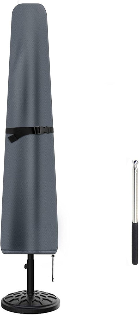 Patio Umbrella Cover, Waterproof Umbrella Covers for 7ft to 9ft Outdoor Umbrellas Market Parasol Covers with Push Rod, Gray