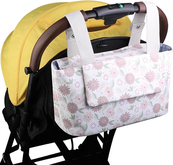 Universal Stroller Organizer with Insulated Cup Holder and Phone Bag, Stroller Bag Caddy Organizer Accessories for Stroller like Uppababy, Baby Jogger, Britax, BOB, Umbrella and Pet Stroller.