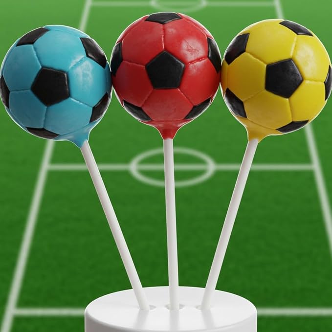 DOUzzle Back To School Soccer Lollipop Candy - Ball Shaped Suckers Sports Pop, Tutti Frutti Flavored (20 Pops, 1 Pack) Individually Wrapped, Party Favor, Goodie Bag & Pinata Filler - Kosher Parve