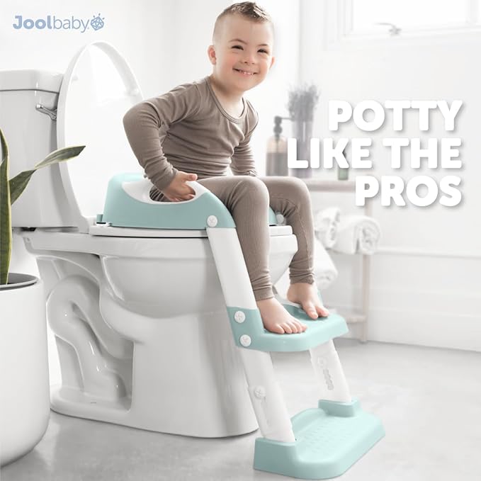 Jool Baby Potty Training Seat with 2 Step Ladder for Toddlers - Splash Guard, Adjustable Height (Aqua)