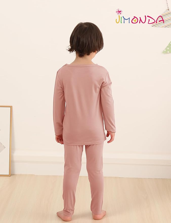 Jimonda Toddler Kids Girls Boys Pajamas Sets Soft Comfy Jammies Tencel Solid Raglan Sleepwear Pajamas Pjs 2pcs Set 18M-8Y