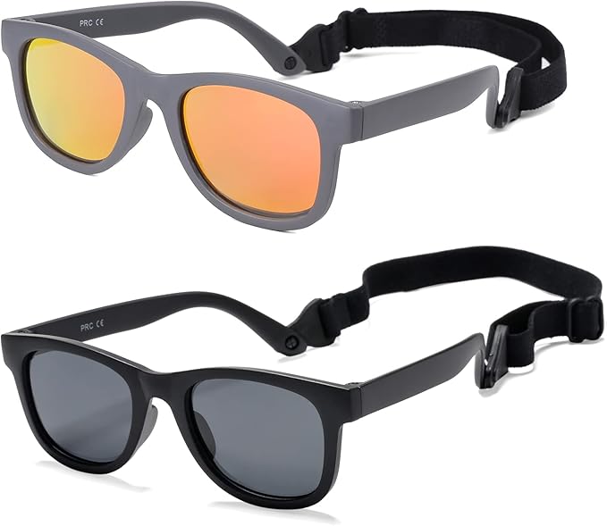 COASION Bendable Flexible Polarized Newborn Baby Sunglasses with Strap for Infant Boys Girls Age 0-12 Months CA8042