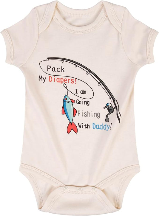 Cnins Funny Baby Bodysuit & Daddy Matching Cotton Outfit for Wild One 1st Birthday, Unisex Newborn Infant Clothes 0-24M