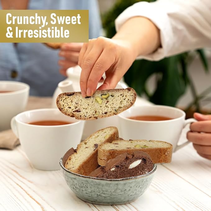 Italian Biscotti Cookie Gift Box, 2lb Square Tin of Individually Wrapped Gourmet Biscotti - Authentic Italian Cookies for Gifting, Coffee Pairing, and Elegant Celebrations