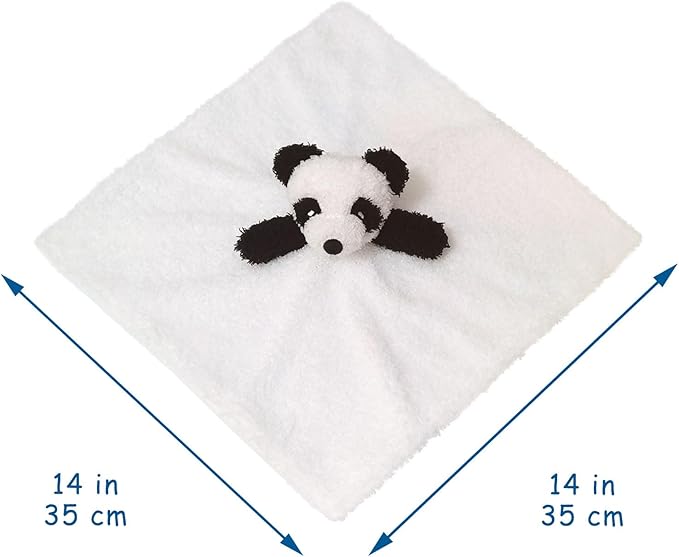 Baby White Panda Soft Stuffed Animal Security Blanket, Plush Panda Character Lovey Blanket, Baby Shower/Nursery Gift, Newborn Infant Toddler Snuggle Blankie for Boys Girls, 14 Inches