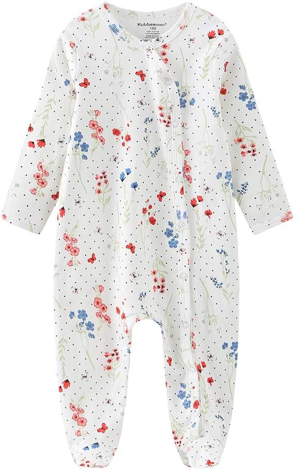 Kiddiezoom Baby Footed Cotton One-Piece Romper Jumpsuit Pajamas