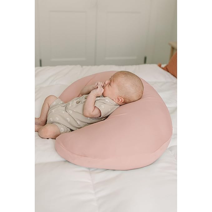 Konssy 2 Pack Nursing Pillow Covers, Stretchy and Soft Nursing Cover for Breastfeeding, Pillow Slipcover for Baby Girls Boys Newborn (Pink Spring, Pink)