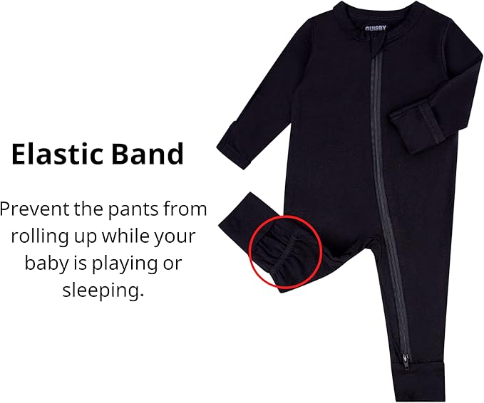 GUISBY Baby Pajamas with Mitten Cuffs - 3Pcs Girls Boys 2 Way Zipper Long Sleeve Rayon Sleepers