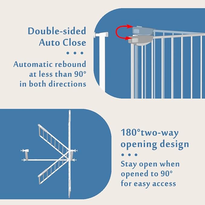 DEARBB Triple Lock Baby Gate for Stairs Doorways and House 31" to 86" Extra Wide Pressure Mounted Easy Walk Through Auto Close Safety Pet Gate White 67.32-76.77"