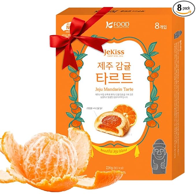 Korean Food JEKISS Jeju Tangerine Tarte (7.90oz, 8ea) from Jeju Island, Korean Dessert, Korean Snack, gift from Korea, Individually packed