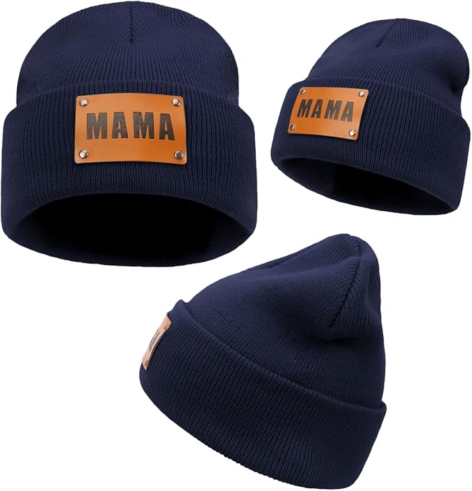 Parent-Child Beanie Hat,Mother & Baby Daughter/Son Winter Warm Knit Hat,Kids Soft Beanie Cap