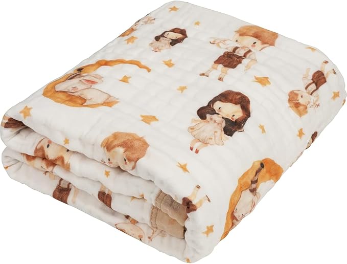 Organic Cotton Muslin Baby Blanket for Boys & Girls - Luxurious Soft Toddler Quilt for Swaddling - Gender Neutral Blankets - Great BoyGirl