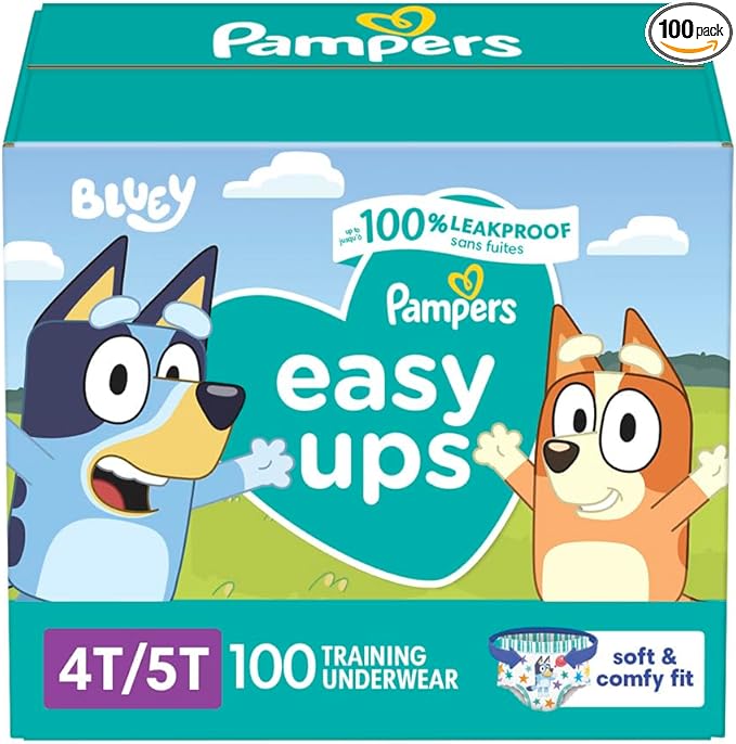 Pampers Training Pants - Easy Ups Boys & Girls Bluey - Size 4T-5T, 100 Count, Children's Potty Underwear (Packaging May Vary)