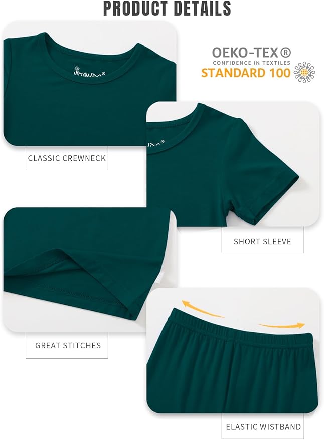 Jimonda Toddler Kids Girls Boys Pajamas Sets Soft Comfy Jammies Tencel Solid Raglan Sleepwear Pajamas Pjs 2pcs Set 18M-8Y