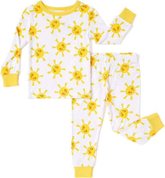 PATPAT Bamboo Viscose Pajama Sets for Toddler Boys & Girls Baby Kids, Ultra-soft Snug fit Pjs Sleepers for Birthday Holiday