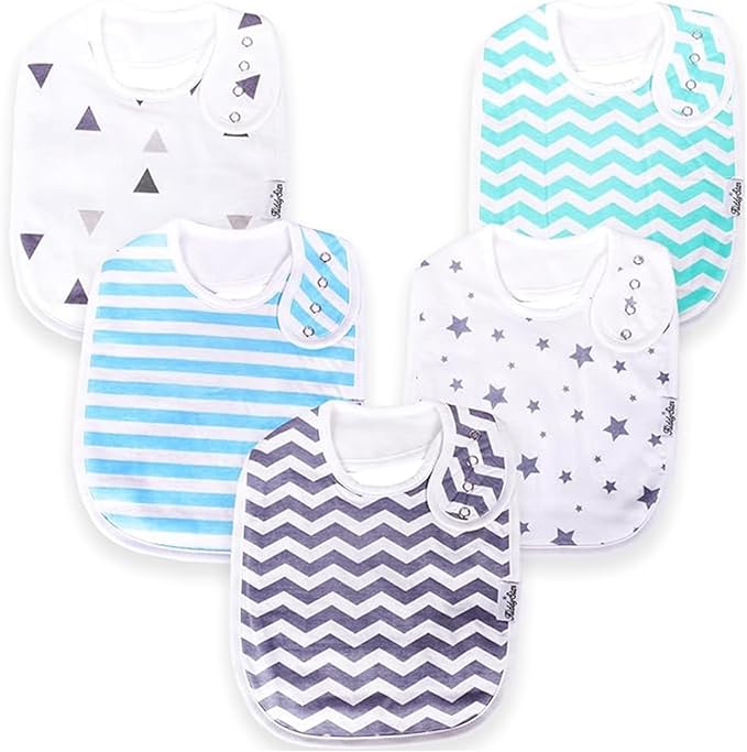Organic Cotton Baby Bibs for Boys, Girls - Soft Drooling and Teething Bibs - Absorbent, Adjustable Bib for Toddlers