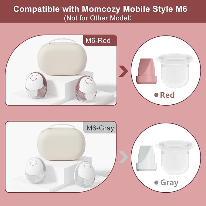 2pcs Duckbill Valves and 2pcs Diaphragm Compatible with Momcozy Mobile Style M6, Replace for M6 Breast Pump Replacement Accessories, Fit for Momcozy Pump Part, Not Original Parts, 4 Pack, Red