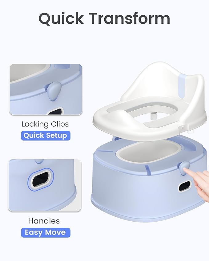 3-in-1 Toddler Potty Training Toilet for Boys and Girls Multi-use Baby Potty Chair for Toddlers 1-3 Training Potty Seat Toddler Toilet Baby Potty Training Seat with Step Stool (Blue)
