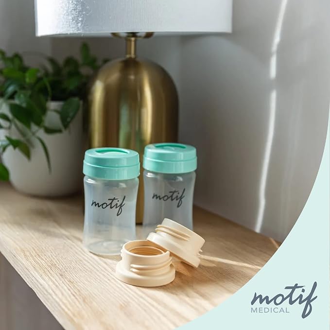 Motif Medical Narrow Neck Breast Pump Bottle Adapter - Breast Pump Bottle Connector for Motif Luna, Duo, Twist, Spectra Bottles, Ameda MYA & MYA Pro - Must-Have Breastfeeding Essentials (Set of 2)
