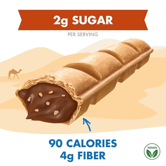 Crispy Dunes Vegan Chocolate Hazelnut Wafer Sticks – Low-Calorie Keto Snack with Hazelnut Cream Filling, 90 Calories, Non-GMO, Prebiotic Fiber - 12 Pack