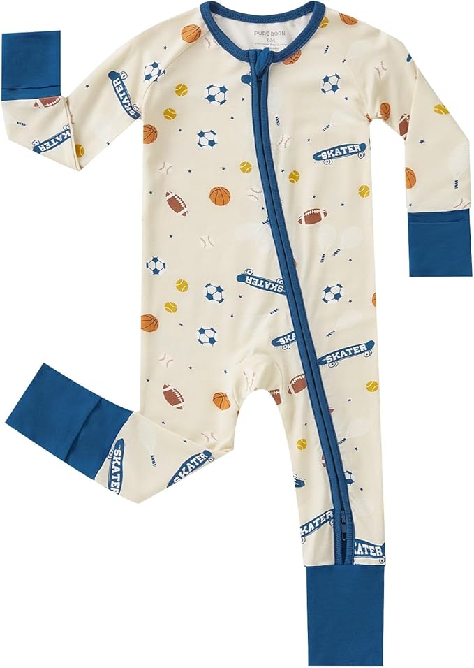 pureborn Baby Boys Girls Sleeper Snug Fit Viscose from Bamboo Pajamas 0-24 Months