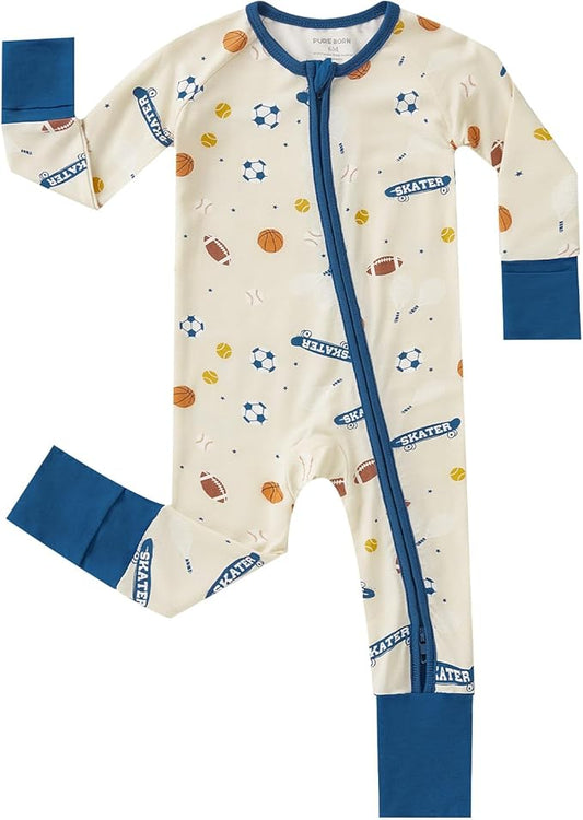 pureborn Baby Boys Girls Sleeper Snug Fit Viscose from Bamboo Pajamas 0-24 Months
