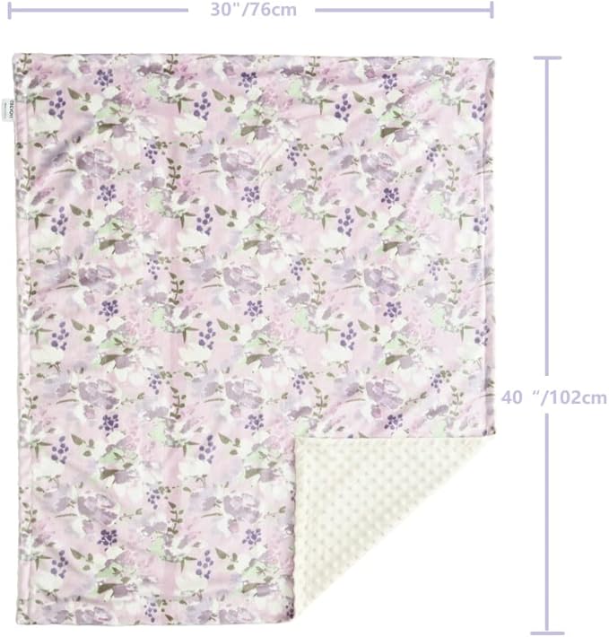 CREVENT Baby Girls Blanket for Crib Stroller Cot Cradle Car, Supper Soft and Pretty - Lavender Grapes 30x40 Inches