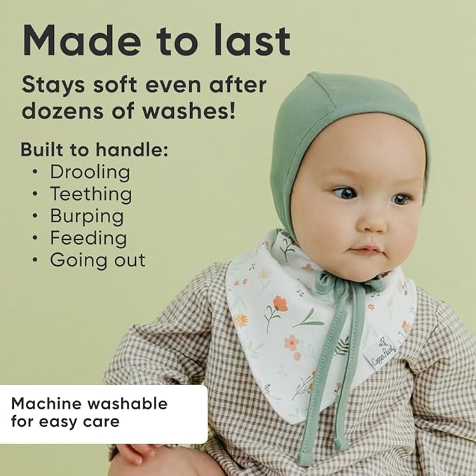 Copper Pearl 4 Pack Soft Cotton Baby Bibs for Drooling and Teething, Absorbent Drool Bibs for Baby Girl and Boy, Adjustable to Fit Newborns to Toddlers, Tons of Styles (Goosie)